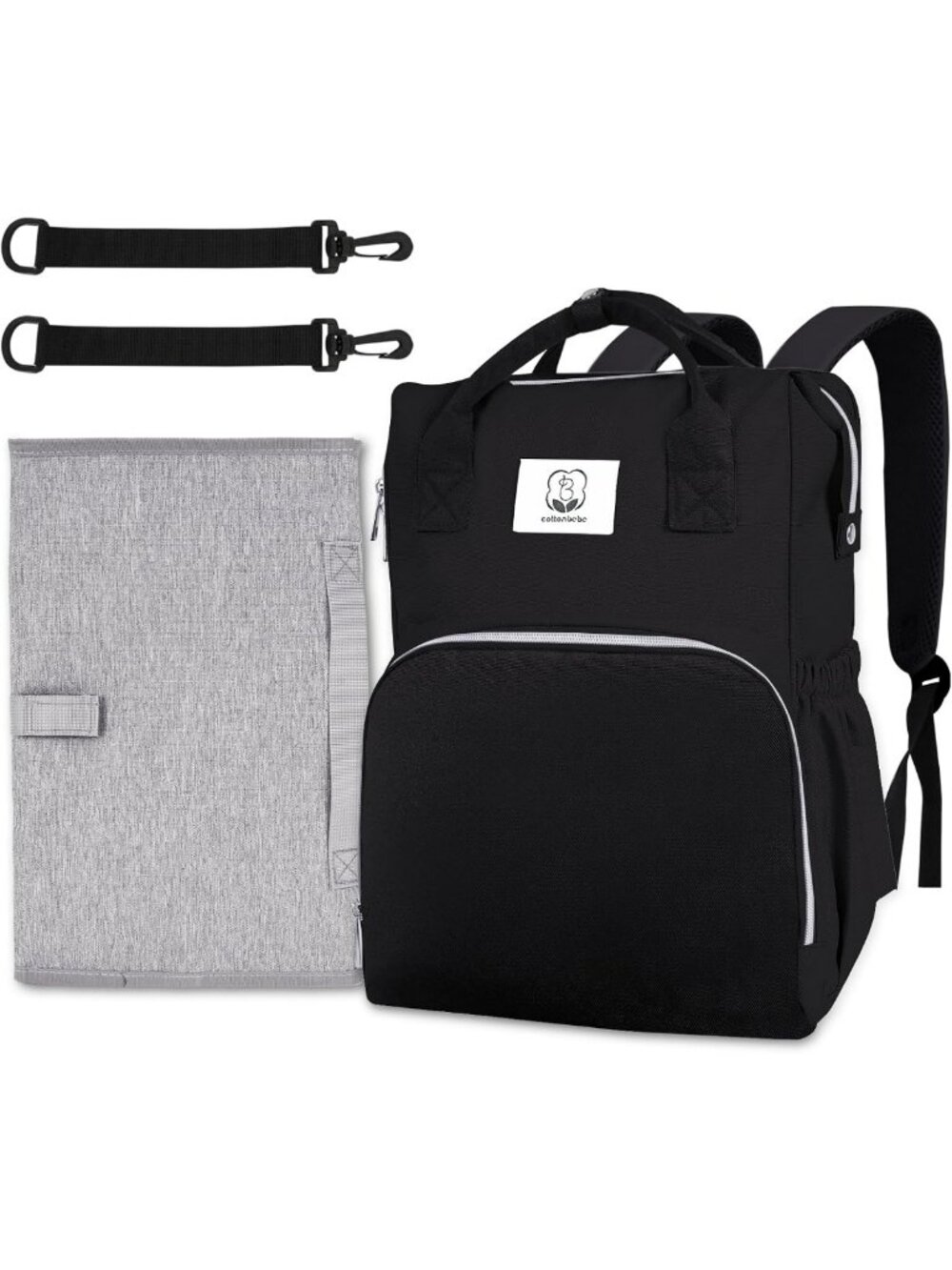 Large Waterproof Diaper Bag Backpack with Changing Pad, Stroller Straps